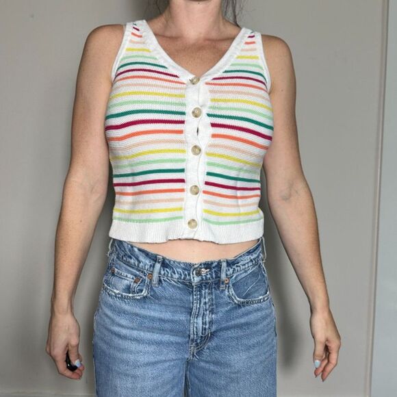 Loft Rainbow Striped Tank Size XSP - Picture 1 of 6